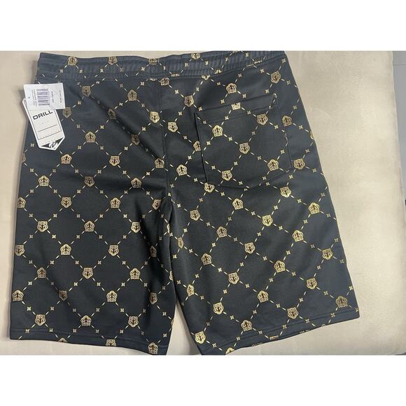 Large New Board Shorts Mens Shorts Black/Gold, Drill Clothing Company MSRP: $68 - Picture 2 of 4